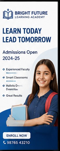 Bright Future Learning Academy sample ad creative: admissions open 2024-25